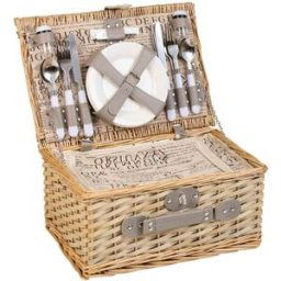 Wanderlust deco Cesta de picnic marrón 40x28x19