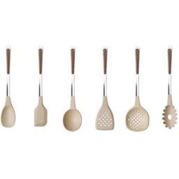 Neva Posateria Creativa Juego 6 utensilios de cocina acero inoxidable con mango efecto madera