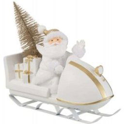 J-line Papá Noel en trineo de resina blanco 31x11x30 cm.
