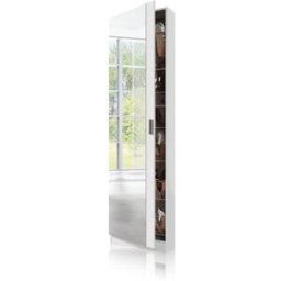 duehome Zapatero con espejo Roma melamina, blanco, 50 x 180 x 20