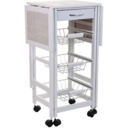 Wanderlust deco Carro de cocina de madera blanco 37/91x37x79