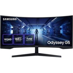 Samsung Monitor PC Gaming curvo 86,36 cm (34') Odyssey G5, 165Hz, Ultra WQHD 21:9, AMD FreeSync Premium. Negro