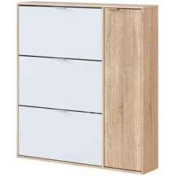 duehome Zapatero con 4 puertas roble canadian y blanco