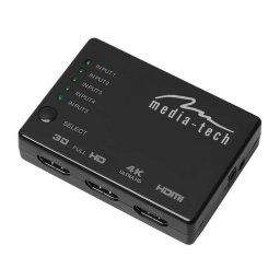 Switch HDMI Media-Tech MT5207 6 Puertos 4K Ultra HD IR Negro