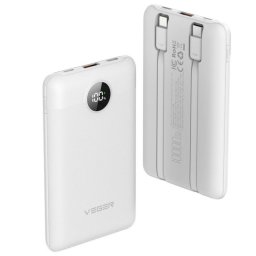 Powerbank Veger 10000mAh Carga Rápida 22.5W LCD Cables Integrados Blanco