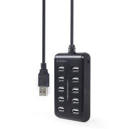 Hub Gembird 10 puertos USB 2.0 modelo UHB-U2P10P-01 con botón de encendido