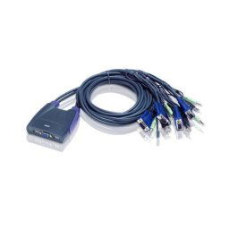 Switch KVM ATEN CS64US 4 Puertos VGA USB Audio QXGA Azul
