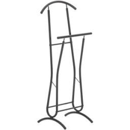 CLP Galán de noche con percha y barra para pantalones Metal Negro
