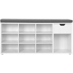 Calicosy Banco de almacenamiento de zapatos blanco, 10 compartimentos, 1 cajón