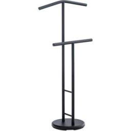 CLP Galán de noche con percha y barra para pantalones Metal Negro
