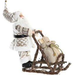 Fijalo Figura papa noel en trineo navidad poliester madera champan 42x22x48cm