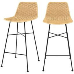 Rendez-Vous Déco Set de 2 sillas para isla de cocina en ratán natural 65,5 cm
