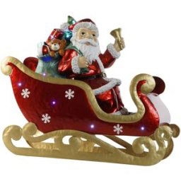 Fijalo Trineo con papa noel navidad led metal rojo 64x26x60cm