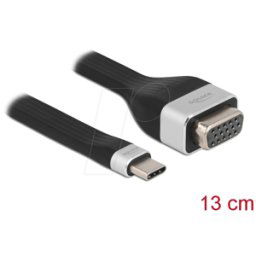 DELOCK 86730 - Cable adaptador USB C > VGA, 1080p, plano, 13 cm