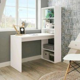 Escritorio Villena melamina con estantería de 5 niveles, diseño minimalista, robusto y multifuncional