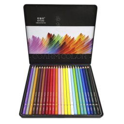 Lápiz de colores set 24 caja metálica madera profesional mina 3.7mm