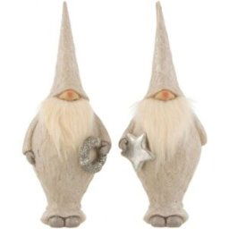 J-line Papá noel de pie resina beige surtido de 2 Alt. 36