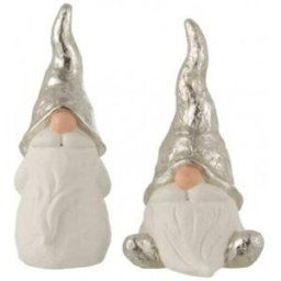 J-line Papá noel cerámica blanco/plata surtido de 2 Alt. 34