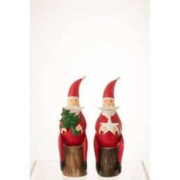 J-line Conjunto de 2 Papá Noel de metal multicolor de 13x10x32 cm