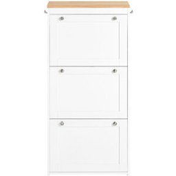 SoBuy Zapatero estrecho con 3 solapas mdf blanco