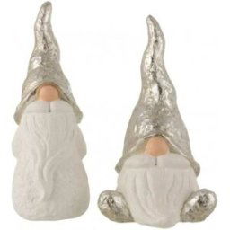 J-line Papá noel cerámica blanco/plata surtido de 2 Alt. 45 cm
