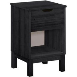 Loft24 Mesilla de noche con 1 cajón en pino negro