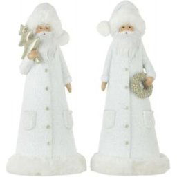 J-line Conjunto de 2 Papá Noel de resina blanco 13.5x11x30 cm