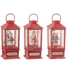 J-line Juego de 3 faroles de polirresina roja 8.5*8.5*19 cm