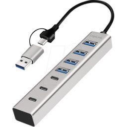 LOGILINK UA0442 - Hub USB 3,0, 4x USB-A, 3x USB-C.