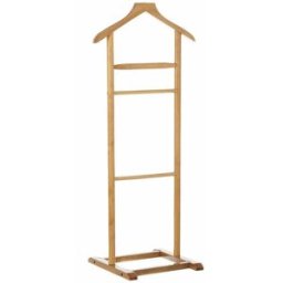 LOLAhome Perchero galán de noche beige de madera de 48x36x107 cm