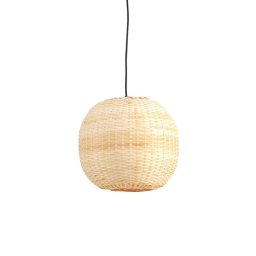 Lampara Techo Artesanal Forma Globo Bambu Natural Alepri