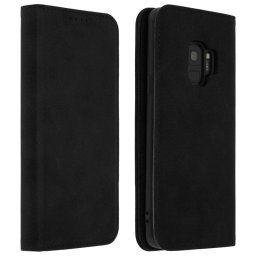 Avizar Funda Tipo Libro Billetera Vintage Negra para Samsung Galaxy S9