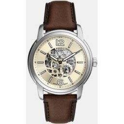 Fossil Reloj de hombre Heritage ME3264 Automático de piel marrón. Crema