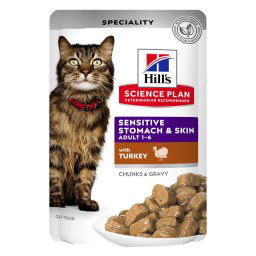 Hill's Science Plan Adult Cat Sensitive Stomach & Skin - Pack % - Pavo (48 x 85 g)
