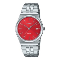 Casio Collection MTP-B145D-4A2VEF Esfera Analógica Latón y Acero Inoxidable Plata-Rojo Resistencia Agua 5ATM
