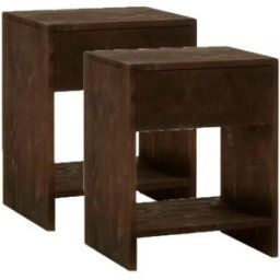Decowood Pack de 2 mesitas de noche de madera nogal 50x40cm