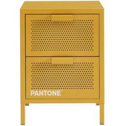 Pantone Mesilla de noche metal amarillo mostaza con dos cajones 40cm