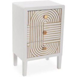 Versa Home Mesilla de noche 3 cajones en madera aglomerada blanco