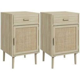 Homcom Mesillas de noche 40x40x68.5 cm roble