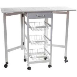 Wanderlust deco Carro de cocina de madera de pino y dm blanco
