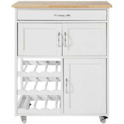 SoBuy Carrito de cocina con 3 puertas y 1 cajón madera blanco