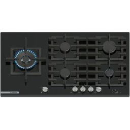 Bosch Placa de gas Serie 8, 90 cm de ancho, FlameSelect, Control placa-campana, Home Connect, PRS9A6H40. Negro