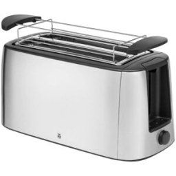 WMF Tostador Bueno Pro ranura larga 4 rebanadas con accesorio para panecillos. Gris / Negro