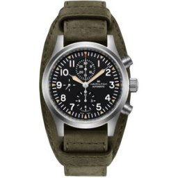 Hamilton Reloj de hombre automático Khaki Field de 44 mm H71706830 con cronógrafo y correa de piel. Verde
