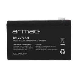 Batería Armac B/12V/7AH Plomo-Ácido Sellada VRLA 12 V 7 Ah para sistemas UPS