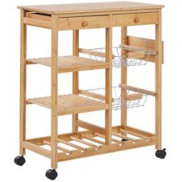 Beliani Carrito de cocina madera de bambú marrón claro