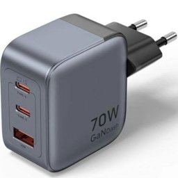 Cargador de Pared GaN Vention FEXH0-EU 70W 2xUSB-C 1xUSB-A Gris