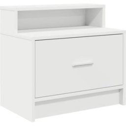 Prolenta Premium Mesita de noche madera blanco 51 x 31 x 47 cm