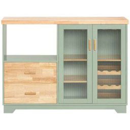 SoBuy Aparador cocina para microonda con 2 puertas madera verde