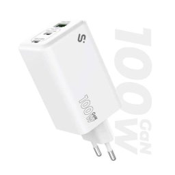 Cargador Subblim SUBCHG-6G1003 GaN 100W USB-C+C+A compacto universal blanco